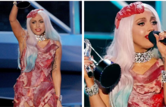 Lady Gaga in raw beef dress at MTV 2010 Video Music Awards Lady Gaga